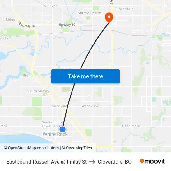 Eastbound Russell Ave @ Finlay St to Cloverdale, BC map
