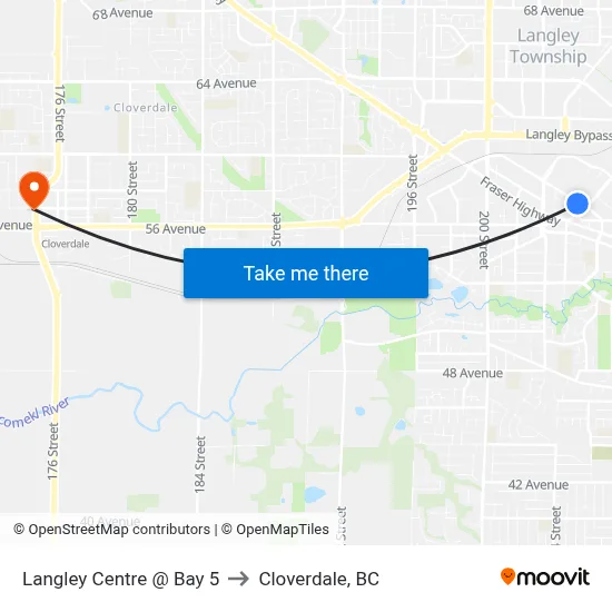 Langley Centre @ Bay 5 to Cloverdale, BC map