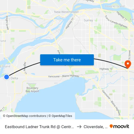 Eastbound Ladner Trunk Rd @ Central Ave to Cloverdale, BC map