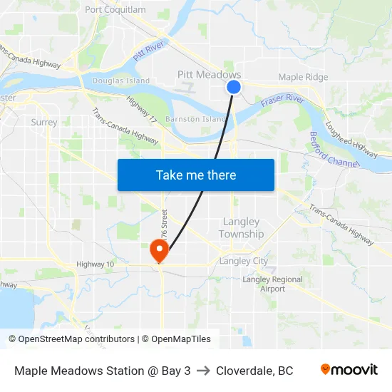 Maple Meadows Station @ Bay 3 to Cloverdale, BC map