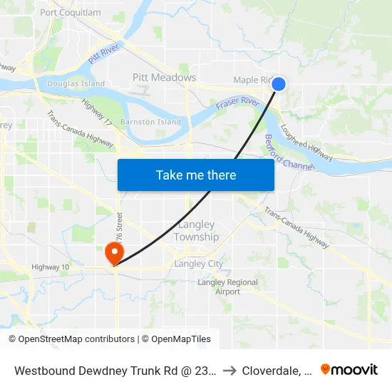 Westbound Dewdney Trunk Rd @ 232 St to Cloverdale, BC map