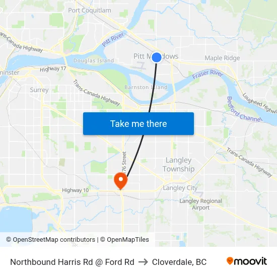 Northbound Harris Rd @ Ford Rd to Cloverdale, BC map