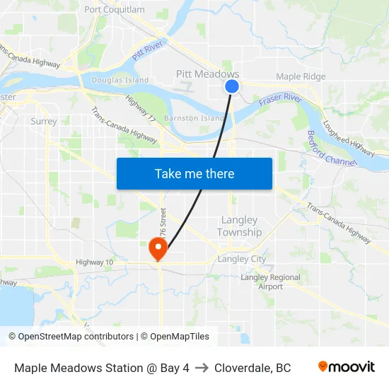 Maple Meadows Station @ Bay 4 to Cloverdale, BC map