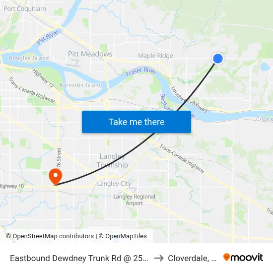 Eastbound Dewdney Trunk Rd @ 256 St to Cloverdale, BC map