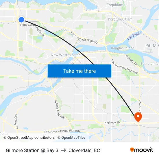 Gilmore Station @ Bay 3 to Cloverdale, BC map