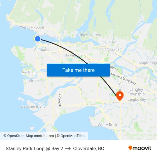 Stanley Park Loop @ Bay 2 to Cloverdale, BC map