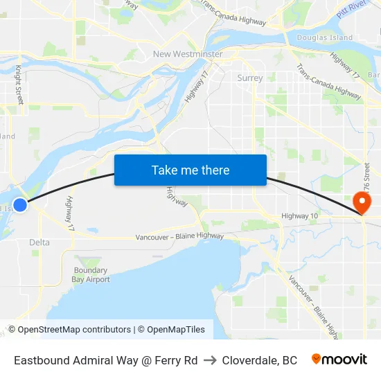 Eastbound Admiral Way @ Ferry Rd to Cloverdale, BC map