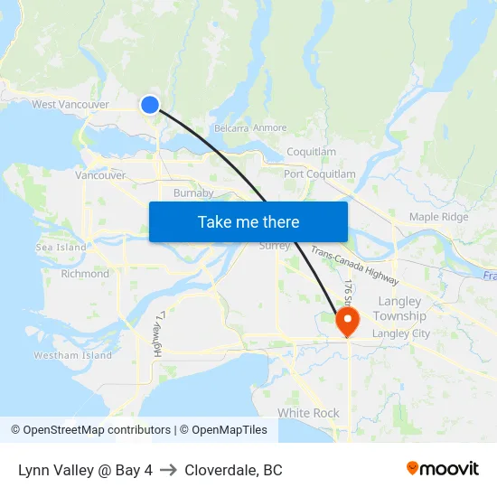 Lynn Valley @ Bay 4 to Cloverdale, BC map