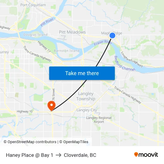 Haney Place @ Bay 1 to Cloverdale, BC map