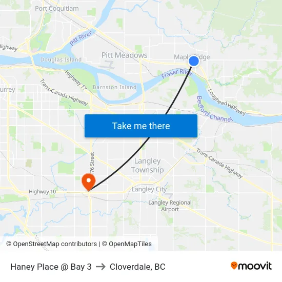 Haney Place @ Bay 3 to Cloverdale, BC map