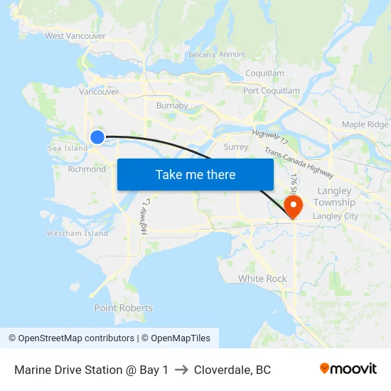 Marine Drive Station @ Bay 1 to Cloverdale, BC map