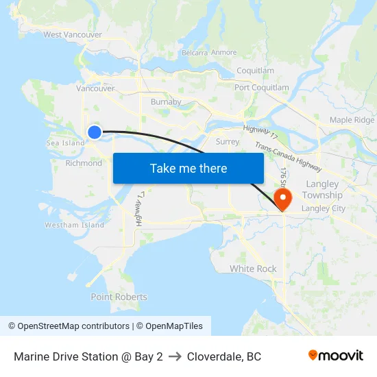 Marine Drive Station @ Bay 2 to Cloverdale, BC map