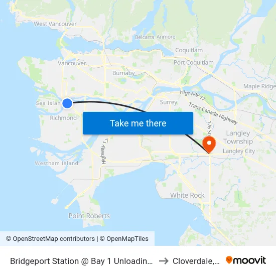 Bridgeport Station @ Bay 1 Unloading Only to Cloverdale, BC map
