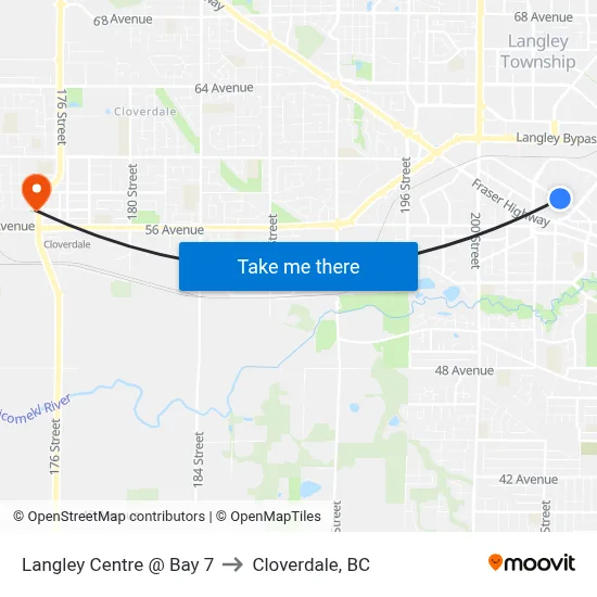 Langley Centre @ Bay 7 to Cloverdale, BC map