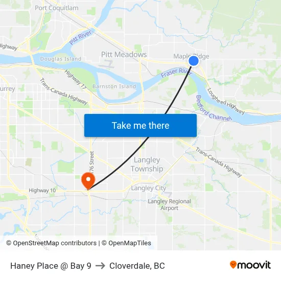 Haney Place @ Bay 9 to Cloverdale, BC map