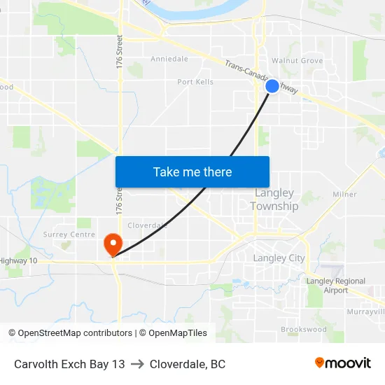 Carvolth Exch Bay 13 to Cloverdale, BC map