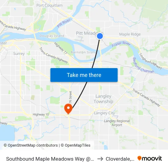 Southbound Maple Meadows Way @ 200 St to Cloverdale, BC map