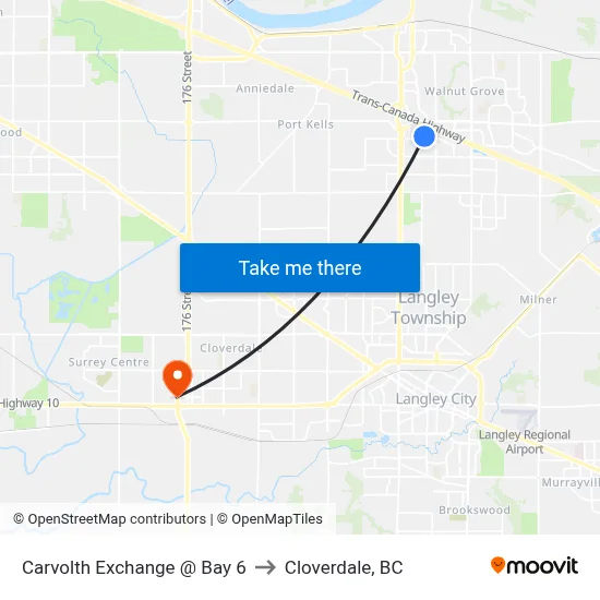 Carvolth Exchange @ Bay 6 to Cloverdale, BC map