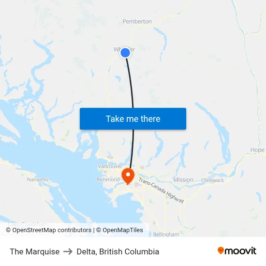 The Marquise to Delta, British Columbia map