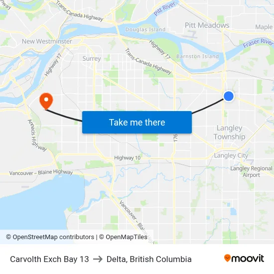 Carvolth Exch Bay 13 to Delta, British Columbia map
