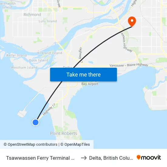 Tsawwassen Ferry Terminal @ Bay 2 to Delta, British Columbia map