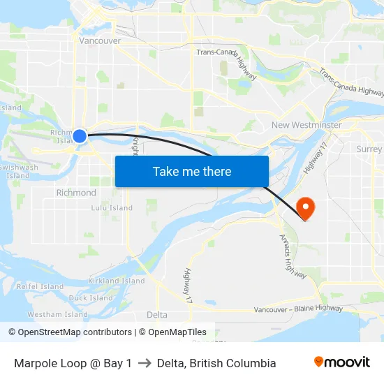 Marpole Loop @ Bay 1 to Delta, British Columbia map