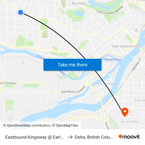 Eastbound Kingsway @ Earles St to Delta, British Columbia map