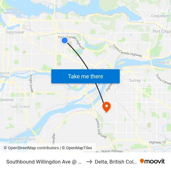 Southbound Willingdon Ave @ Goard Way to Delta, British Columbia map