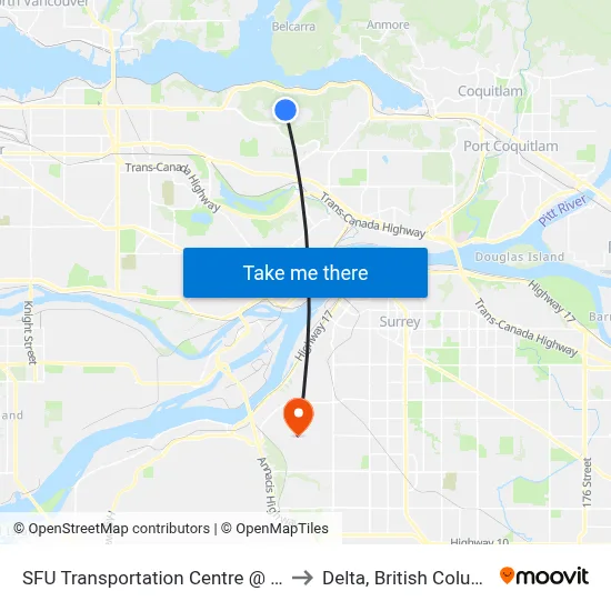 SFU Transportation Centre @ Bay 2 to Delta, British Columbia map