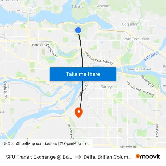 SFU Transit Exchange @ Bay 1 to Delta, British Columbia map