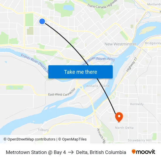 Metrotown Station @ Bay 4 to Delta, British Columbia map