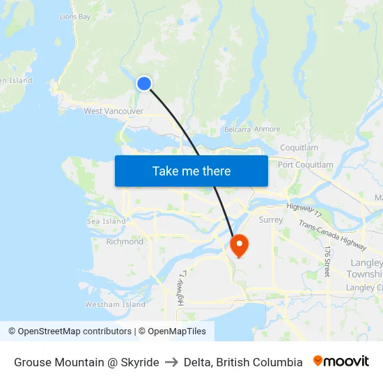 Grouse Mountain @ Skyride to Delta, British Columbia map