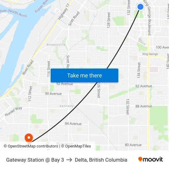 Gateway Station @ Bay 3 to Delta, British Columbia map