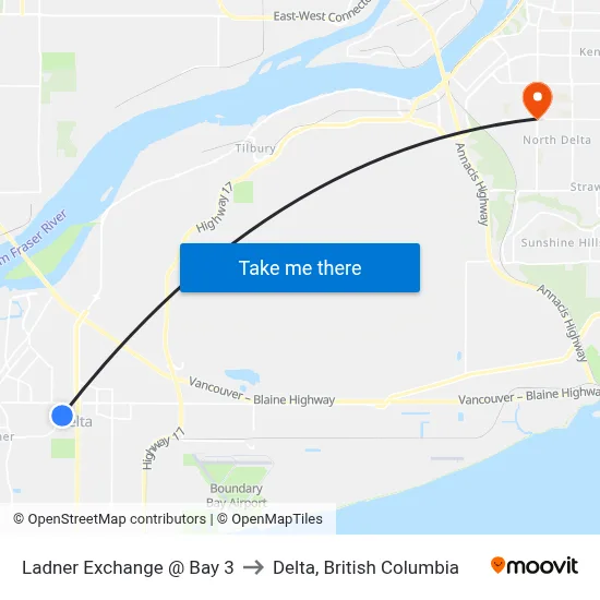 Ladner Exchange @ Bay 3 to Delta, British Columbia map