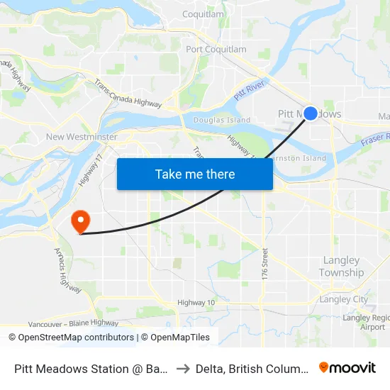 Pitt Meadows Station @ Bay 3 to Delta, British Columbia map
