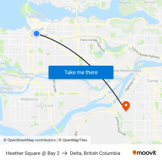 Heather Square @ Bay 2 to Delta, British Columbia map
