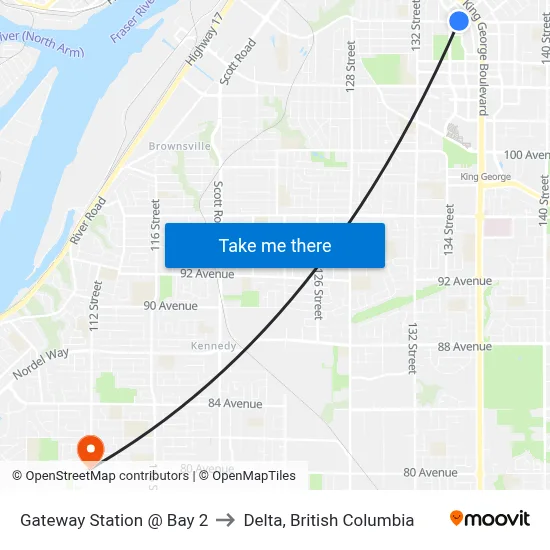 Gateway Station @ Bay 2 to Delta, British Columbia map