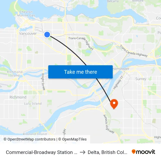 Commercial-Broadway Station @ Bay 5 to Delta, British Columbia map