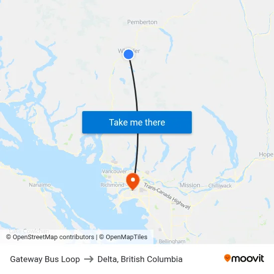Gateway Bus Loop to Delta, British Columbia map