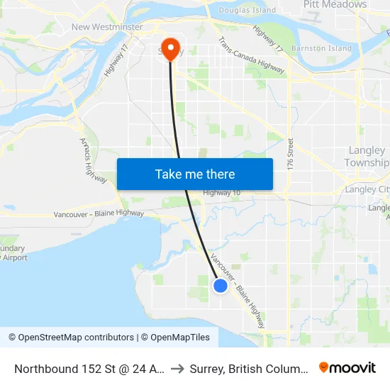 Northbound 152 St @ 24 Ave to Surrey, British Columbia map