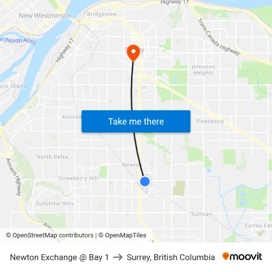 Newton Exchange @ Bay 1 to Surrey, British Columbia map