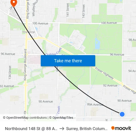 Northbound 148 St @ 88 Ave to Surrey, British Columbia map