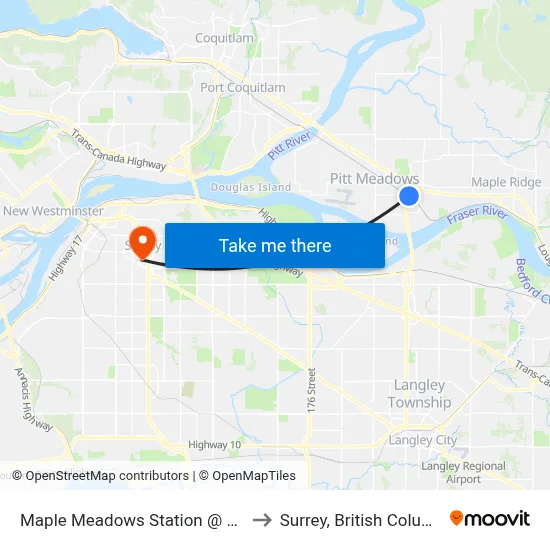 Maple Meadows Station @ Bay 4 to Surrey, British Columbia map