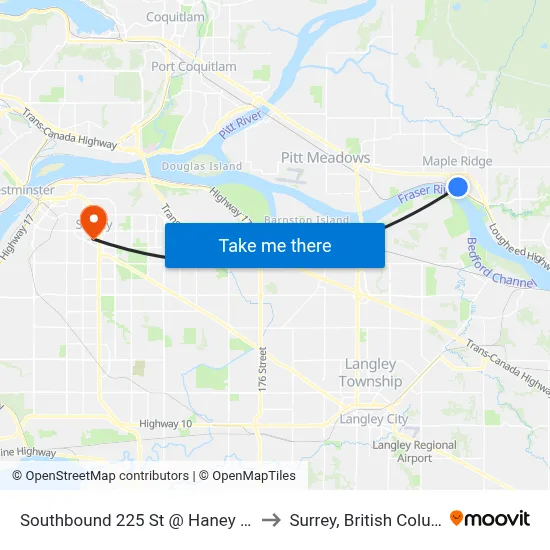Southbound 225 St @ Haney Bypass to Surrey, British Columbia map