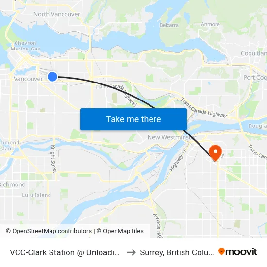 VCC-Clark Station @ Unloading Only to Surrey, British Columbia map