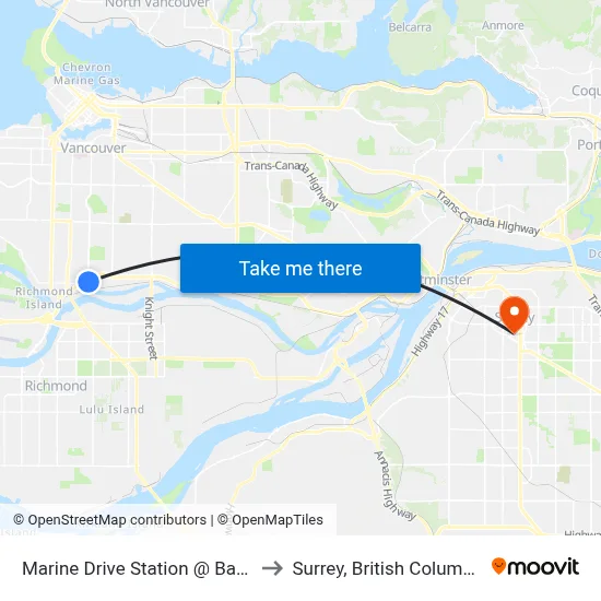 Marine Drive Station @ Bay 1 to Surrey, British Columbia map