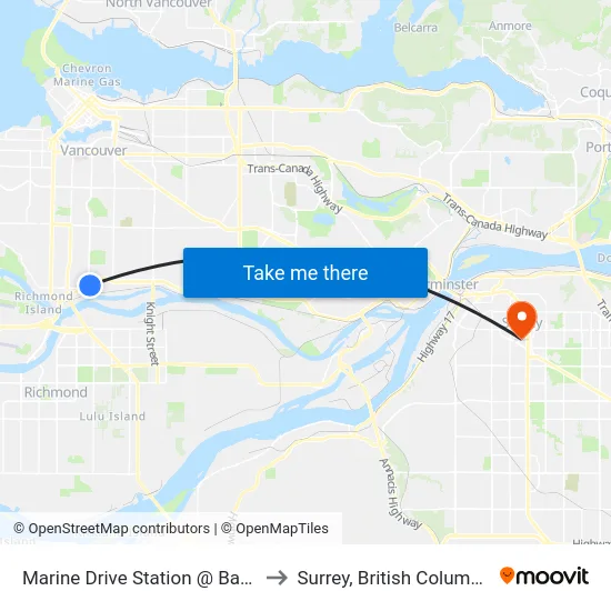Marine Drive Station @ Bay 2 to Surrey, British Columbia map