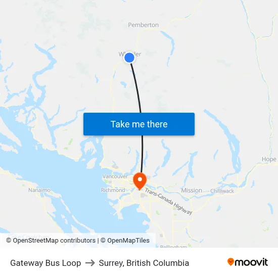 Gateway Bus Loop to Surrey, British Columbia map