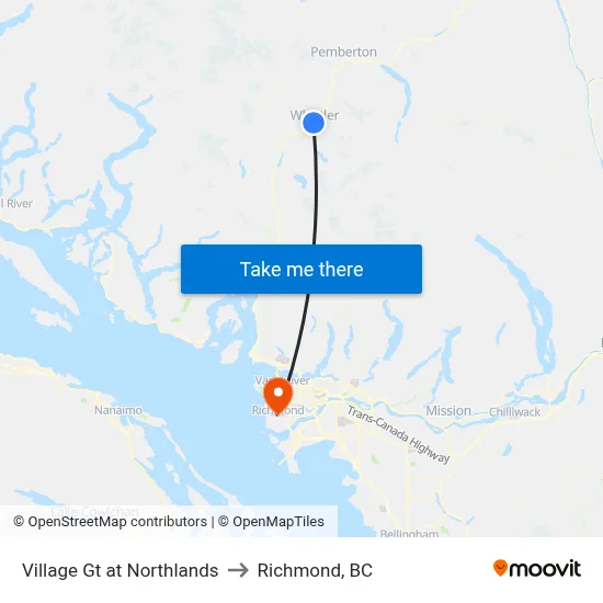 Village Gt at Northlands to Richmond, BC map