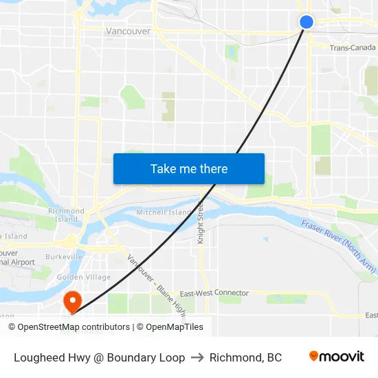 Lougheed Hwy @ Boundary Loop to Richmond, BC map